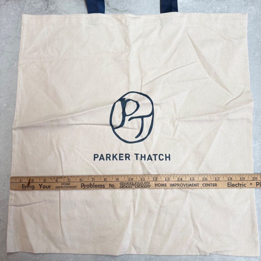 Parker Thatch Large Canvas Logo Tote Bag Natural Navy Reusable Shopper Travel - Picture 4 of 6